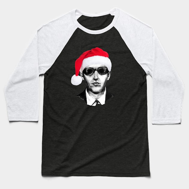 DB Cooper Black and White Police Sketch Christmas Design Baseball T-Shirt by Museflash